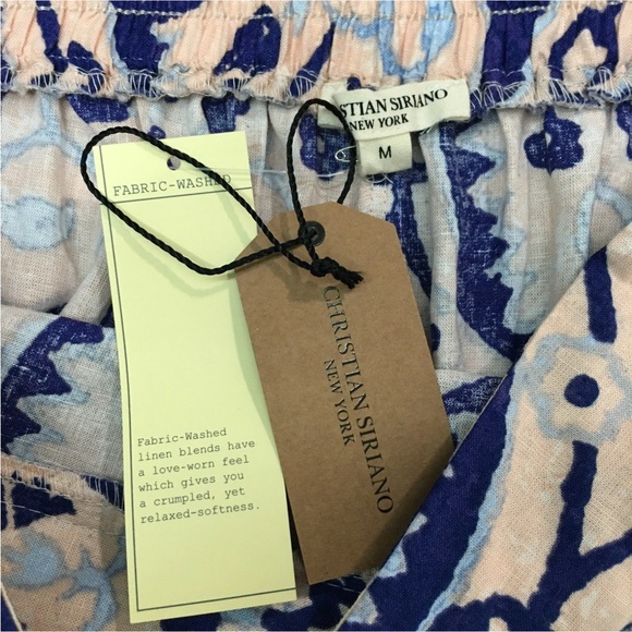 NWT Christian Siriano Linen Blend Wide Leg Crop Floral Geo Pants Women’s Medium - Picture 10 of 12